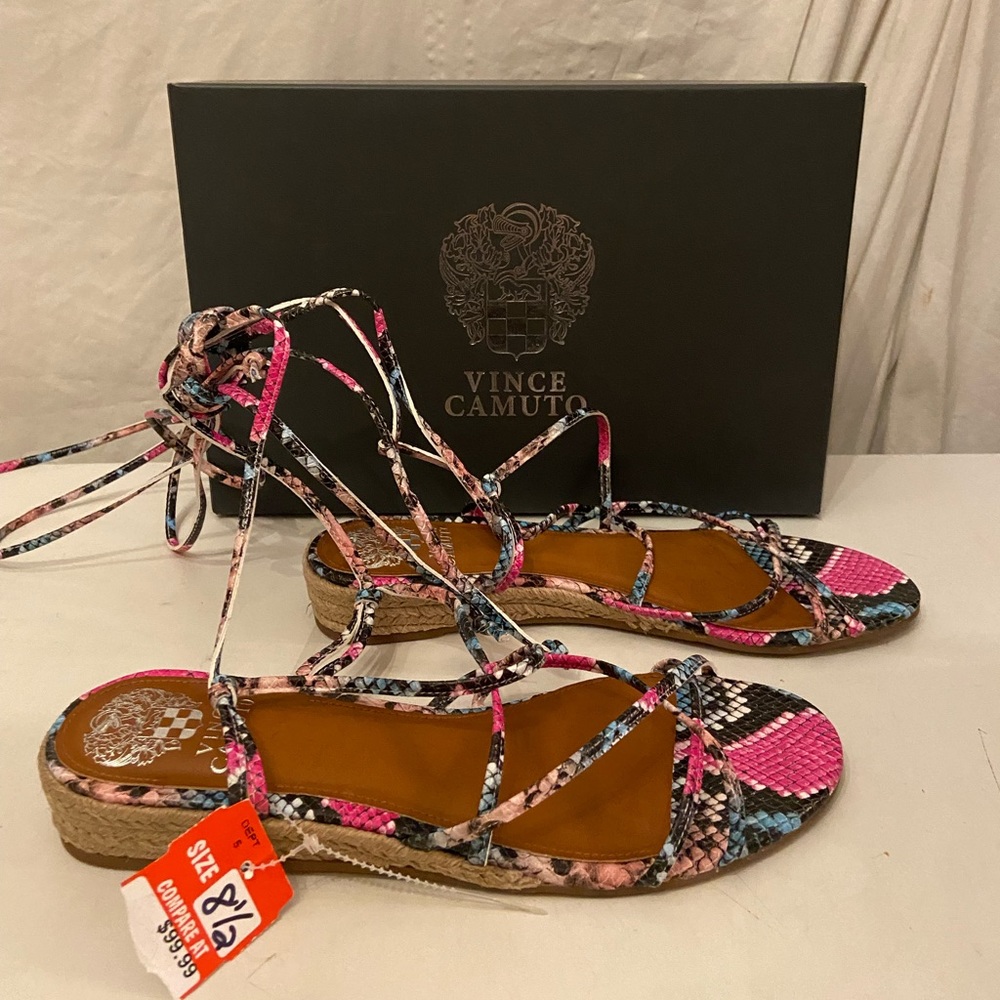 Vince Camuto bright multi-color snakeskin print gladiator sandals various sizes